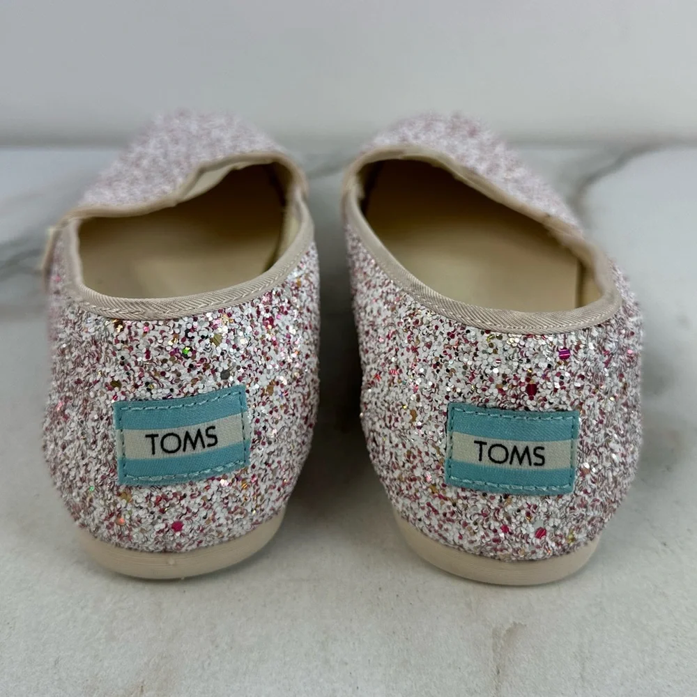 NWOT Toms Alpargata Natural Glitter Slip On Shoes Sneakers Flats Loafers, 8.5 - Picture 10 of 13